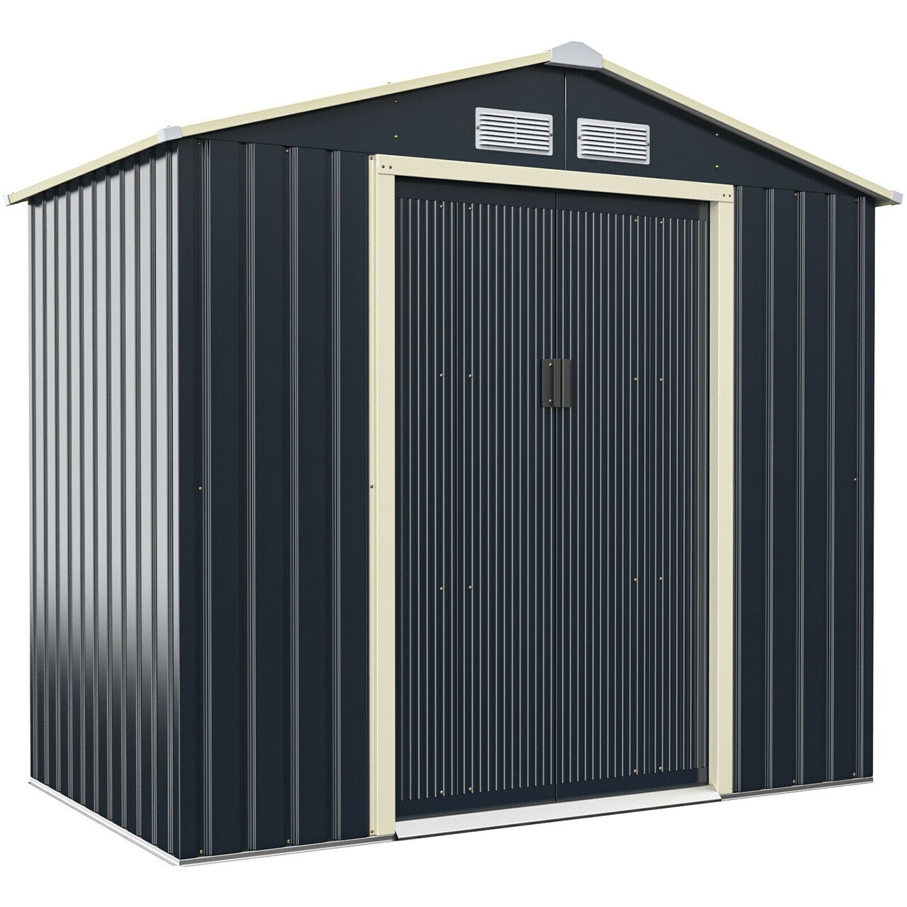 7 Feet X 4 Feet Metal Storage Shed with Sliding Double Lockable Doors